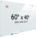 MaxGear Glass Whiteboard Wall Mounted, Frameless Magnetic Dry Erase Board by MaxGear