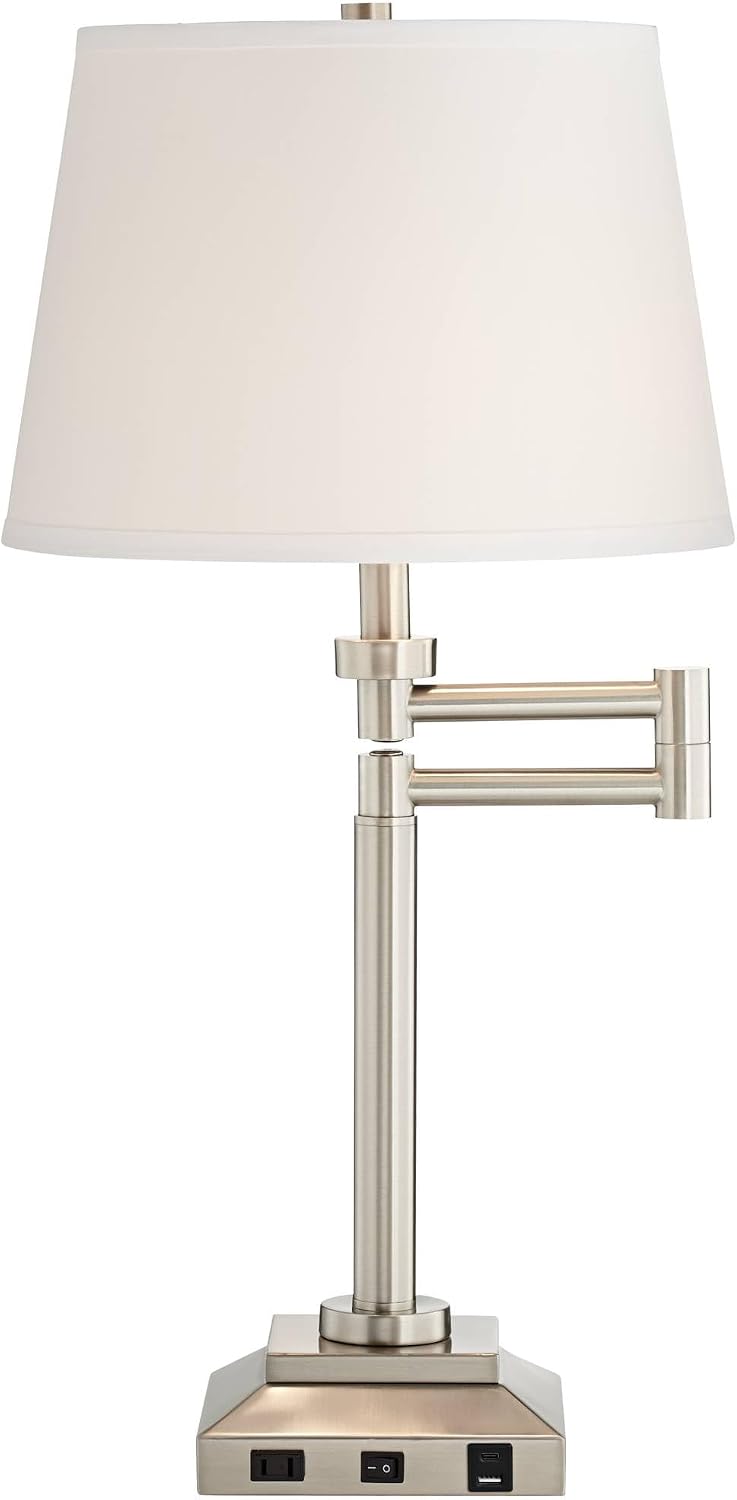 Camber 28" Tall Desk Lamp Workstation Swing Arm USB and Outlet Hotel
