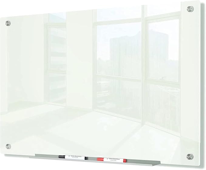 J&J worldwide Glass Whiteboard 47"x35", Magnetic White Board Glass Dry Erase by JJworldwide