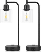 industrial touch lamps for nightstand set of 2, front angle view