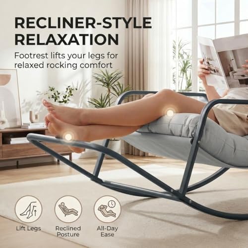 RADIATA Papasan Rocking Chair with Footrest, Outdoor Rocking Lounge Chair