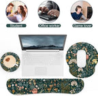 Ergonomic Mouse Pad with Wrist Rest and Keyboard Wrist Rest, Mousepad | Memory Foam Wrist Rest for Computer Keyboard, Pain Relief, Non-Slip Base, Mouse Pad Wrist Support for Gaming, Green Flowers