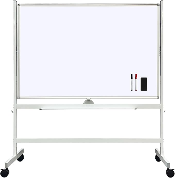 Large Rolling Whiteboard on Wheels, Portable Standing Dry Erase Board Easel - Image 2