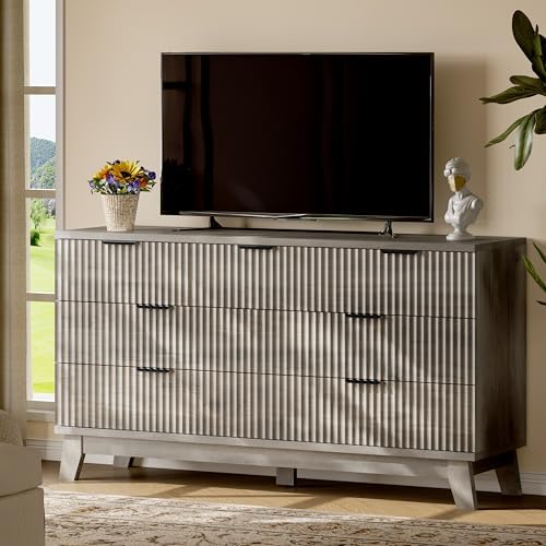 Xixini Fluted Dresser with 7 Drawers, 58" Wide Modern Chest of Drawers w...