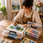 geelin 2 sets clear paint storage box with on a desk or shelf