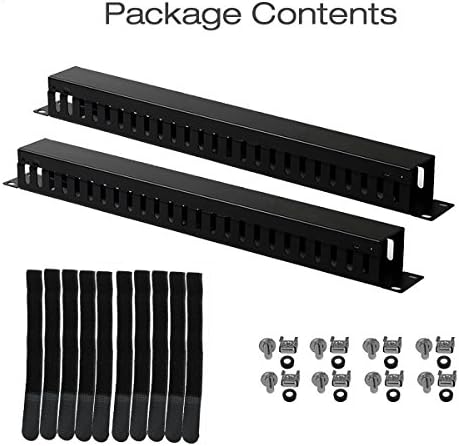 2-Pack 19 Inch 1U Cable Management Horizontal Cable Rack Mount Manager with m...