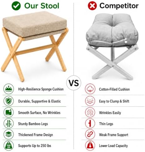 bamboohomie foldable foot stool ottoman, modern foot rest, view 9