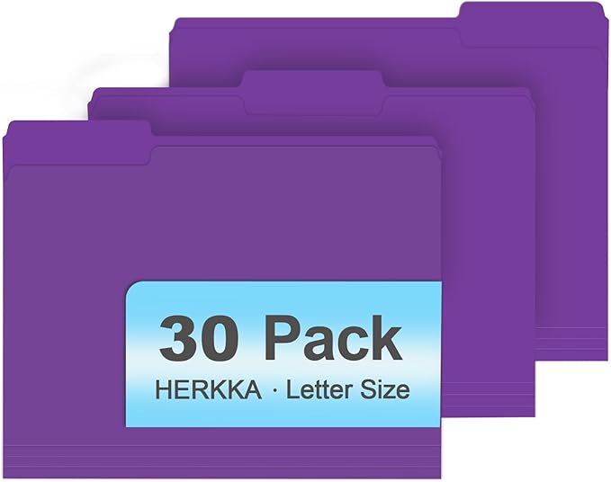 File Folder, HERKKA 30 Pack 1/3 Cut Tab File Folders, File Folders Great by HERKKA