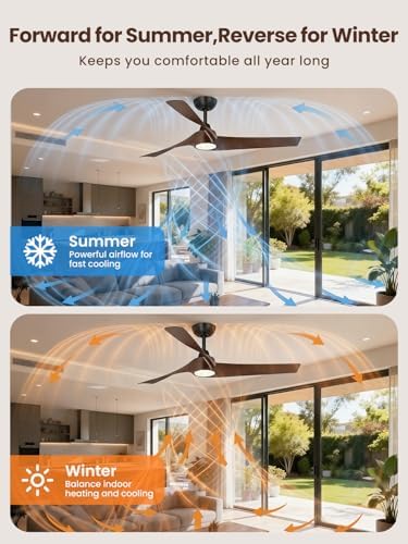 taloya 52 inch modern ceiling fans with lights, side view