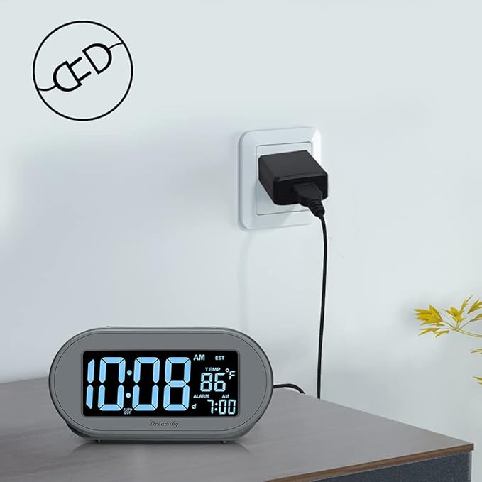 DreamSky Alarm Clocks for Bedrooms, Auto Set Digital Desk Clock for Bedside - Image 2