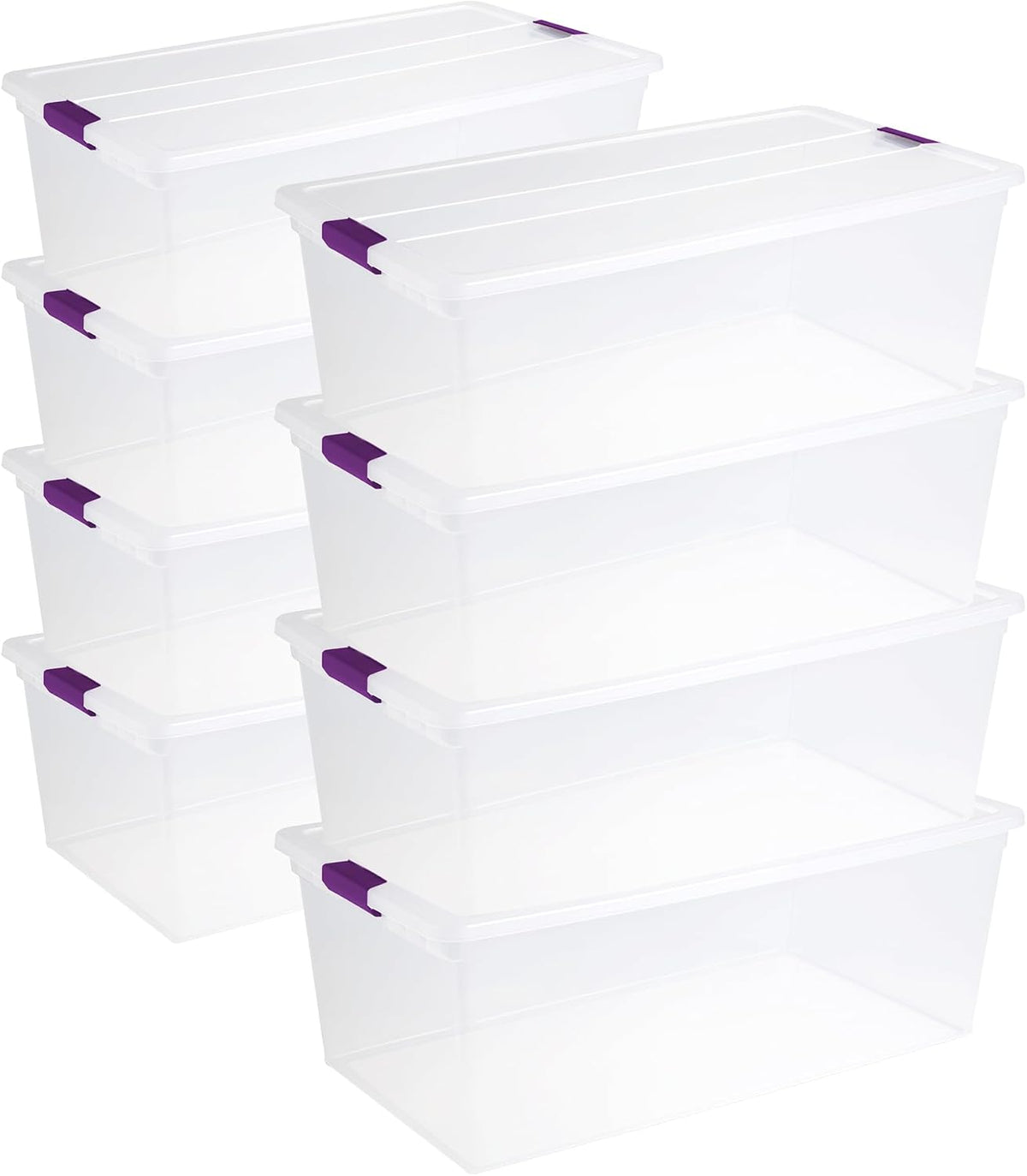 Sterilite 8-Pack 110 Quart ClearView Latch Box, Stackable Organizer Bins