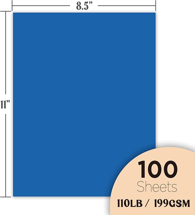 Veritas Blue Colored Cardstock, 8.5" x 11" Colored Copy paper, 110LB/199GSM - Image 2