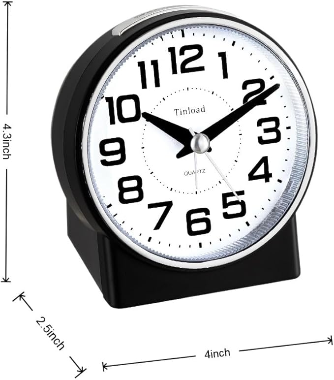 Tinload 4.3" No Ticking Analog Alarm Clock, Silent Readable - Image 3