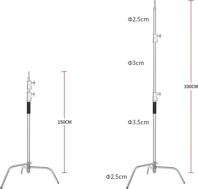 Soonpho 2 Packs Heavy Duty C-Stand Kit, Stainless Steel Photography Light Stand - Image 6