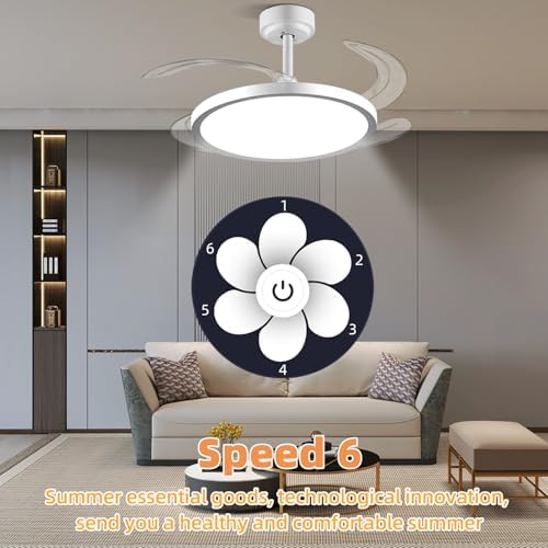baysquirrel slim retractable ceiling fan with lights and, close-up detail
