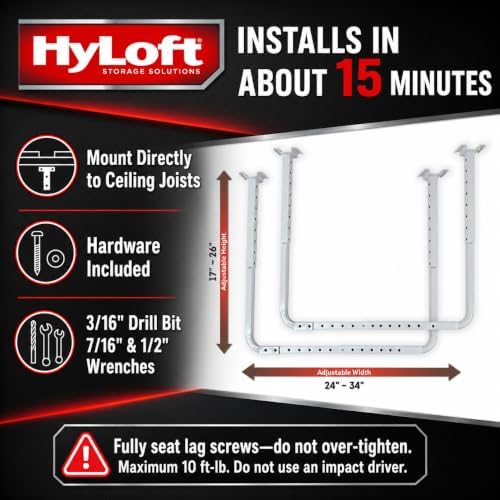 hyloft 33 in. x 34 in. adjustable garage, front angle view