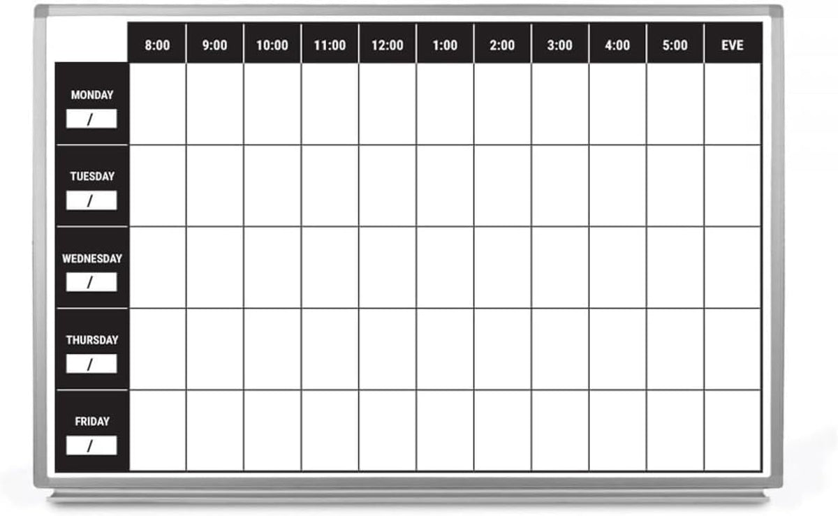 Work Week Dry-Erase Scheduling Whiteboard 36" x 24"