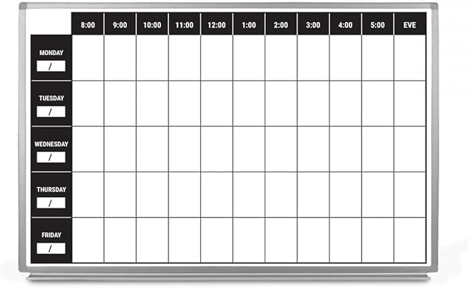 Work Week Dry-Erase Scheduling Whiteboard 60" x 40" by CreativeSafetySupply