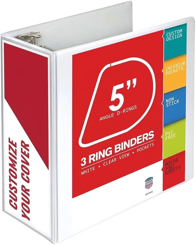 3 Ring Binder, Professional Angle D Ring Binder 5 Inch, Presentation Folder by Unknown