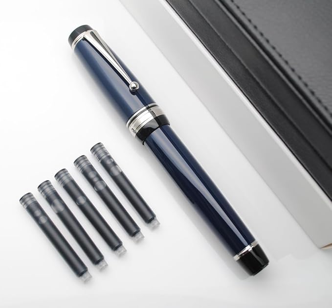xixixiaozhu Metal Big Fountain Pen Set Medium Nib 0.7mm, Includes Ink Refill - Image 7
