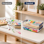 catoomuu 2-pack 9x13 clear plastic project case stackable, front angle view