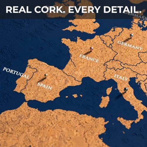 Large Push Pin World Travel Map – 30" x 20" Framed Cork Board Wall ...