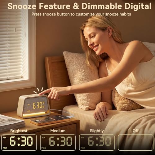 vivilumens dual alarm clock wooden 20 white noise showing dimensions