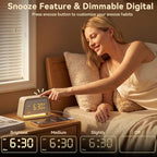 vivilumens dual alarm clock wooden 20 white noise showing dimensions