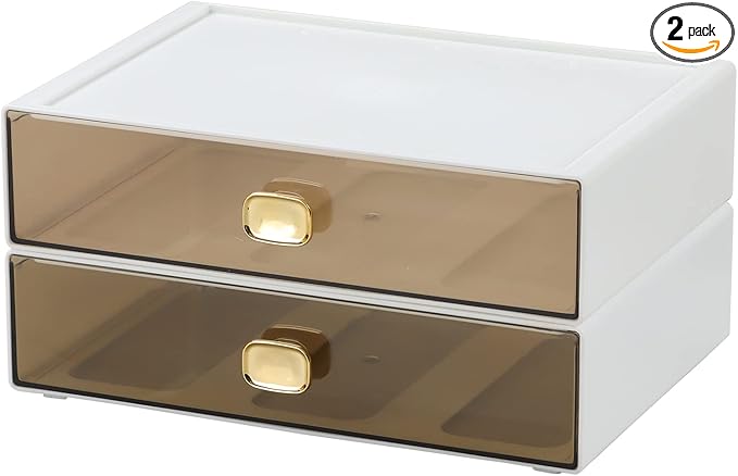 OSteed Spacious Desktop Storage Box, 2 Large Storage Drawers, Stackable Office by OSteedWares