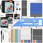 drawing set sketching kit, pro art supplies sketch, close-up detail