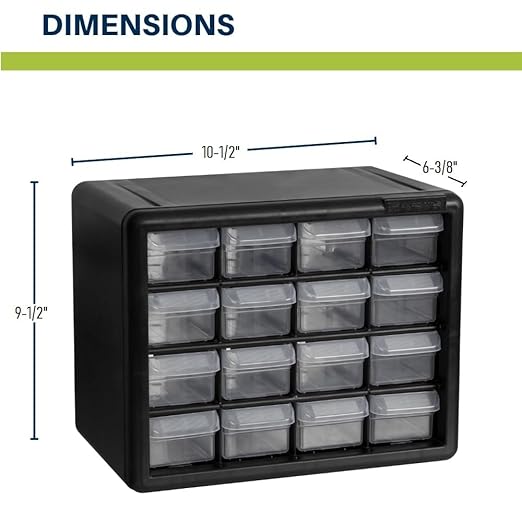 Akro-Mils 16-Drawer Plastic Storage Cabinet | 10-1/2 x 6-1/2 x 8-1/2 Inch | - Image 3