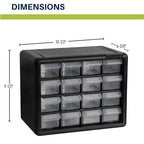 Akro-Mils 16-Drawer Plastic Storage Cabinet | 10-1/2 x 6-1/2 x 8-1/2 Inch | - Image 3