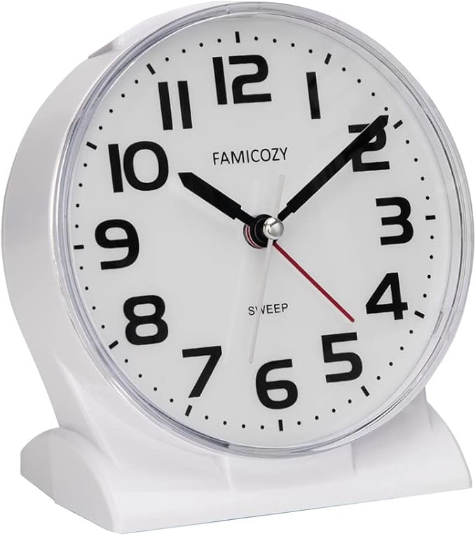 FAMICOZY 4.5" No Ticking Analog Alarm Clock, Silent Readable by FAMICOZY