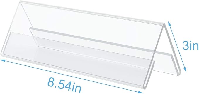 Acrylic 12 Pack Name Plates for Desks, AITEE 3x8.5 Clear Tent Name Plate - Image 2