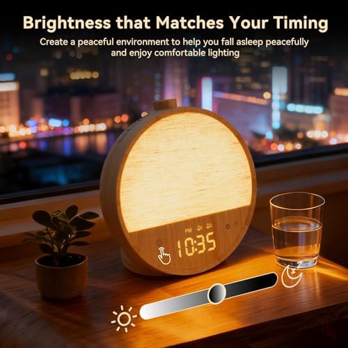 vivilumens sunrise alarm clock for bedroom, white noise on a desk or shelf