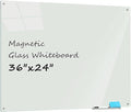 Magnetic Glass Dry Erase Whiteboard, 36 x 24 Inches Frameless Glass White Board by ATROSONIK