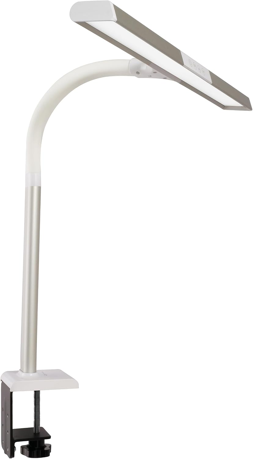 OttLite Extra Wide Area ClearSun LED Clamp Lamp, Silver
