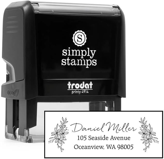 Custom Floral Address Stamp | Choose from 12 Designs | Multiple Ink Color by 904Custom