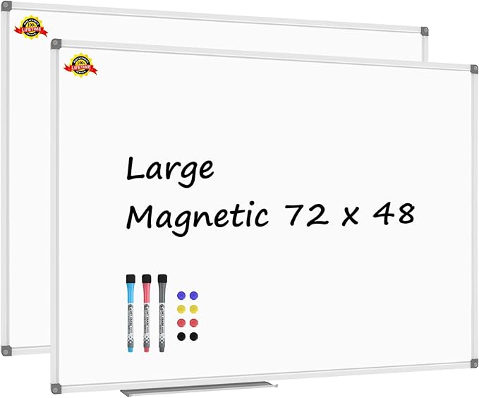 Lockways Dry Erase Board 72 x 48 Inch, Large Magnetic White Board Pack of 2 by Lockways