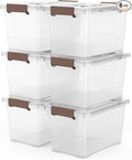 WYT 6-Pack Clear 7 Quart Storage Latch Box/Bins, Plastic Stackable Latching Box by WYT