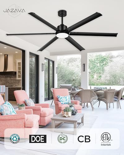 72-inch large ceiling fan with light, aluminum blades,matte on a desk or shelf