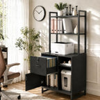 homieasy vertical filing cabinet with bookshelf for home showing dimensions