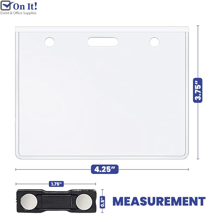 On It! 100-Pack Magnetic Name Badge Holders – 4"x3" Clear Tags - Image 3