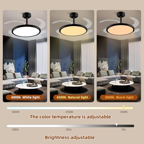 baysquirrel slim retractable ceiling fan with lights and on a desk or shelf