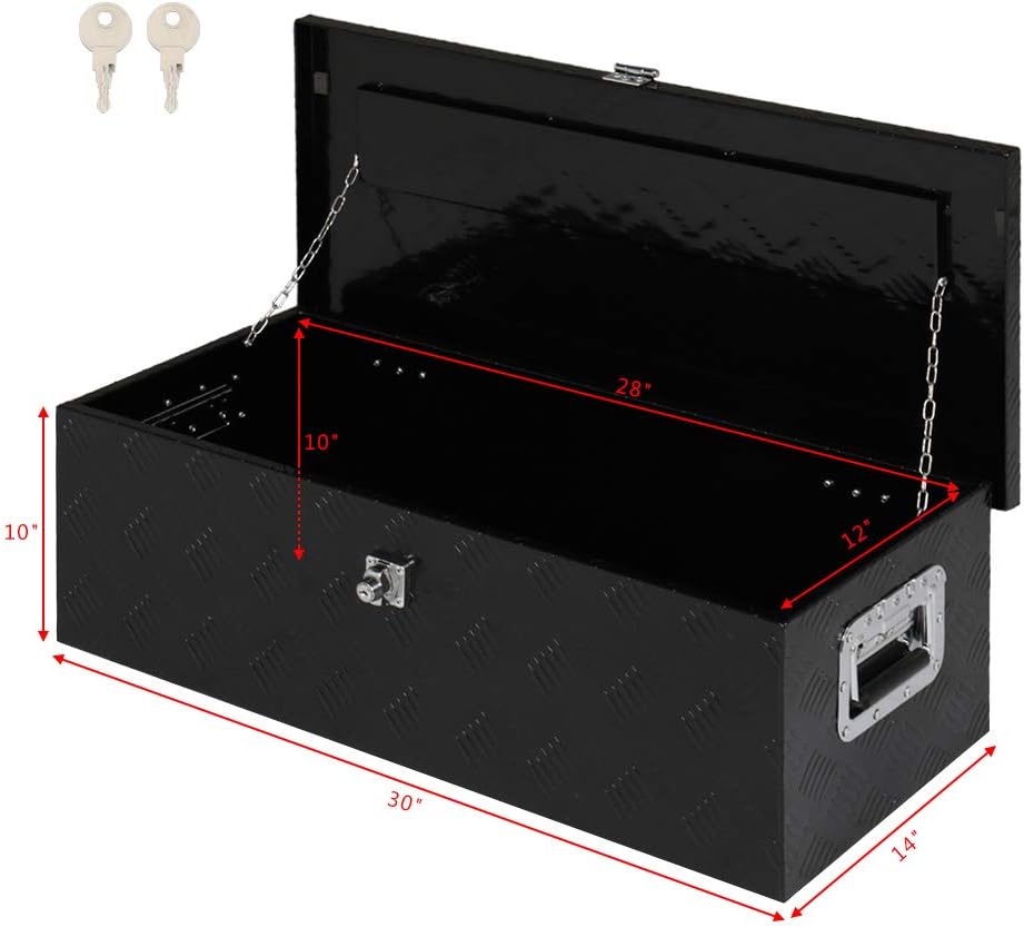 30 inch aluminum truck tool box lockable, 30" shown in use