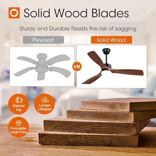 addlon 52 inch solid wood ceiling fans with, close-up detail