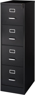 staples 4-drawer vertical file cabinet, letter/legal, locking, black, main product view