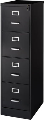 staples 4-drawer vertical file cabinet, letter/legal, locking, black, main product view