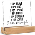 Positive Affirmations I Am Enough Desk Decor Acrylic Sign, Inspirational Gifts by ZHAMEN
