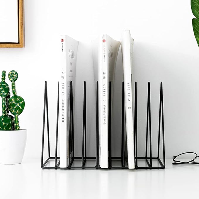 Sooyee 9 Slot Black Magazine Holder, Desktop File Sorter Organizer Triangle - Image 4